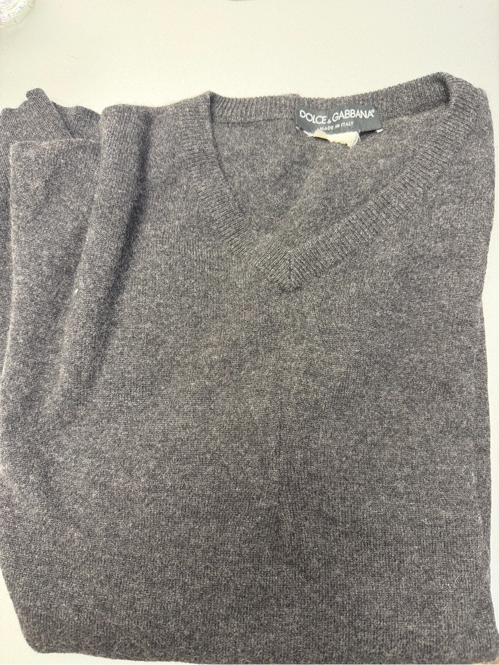 Dolce & Gabbana Men’s Charcoal V-Neck Sweater